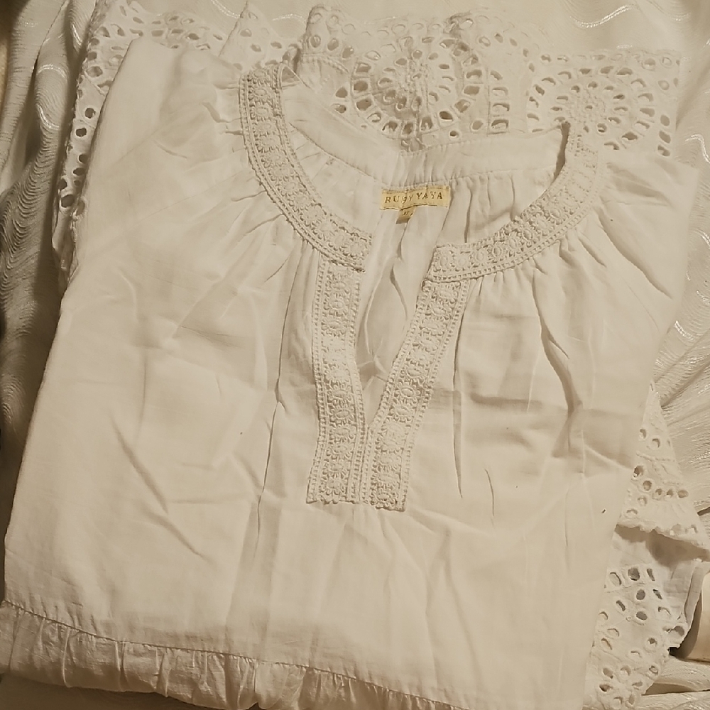 Ruby Yaya Cotton White Embroidered Eyelet Dress XL
